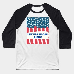 LET FREEDOOM RING! USA Flag Shirt, chemise vintage du 4 juillet, t-shirt du 4 juillet, 4 juillet usa, 4 juillet drapeau, 4 juillet vacances, 4 juillet garçons Baseball T-Shirt